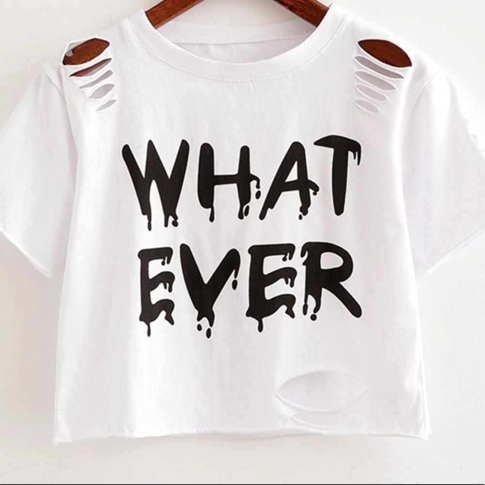 "Whatever" ✋🏼 Distressed Crop Top